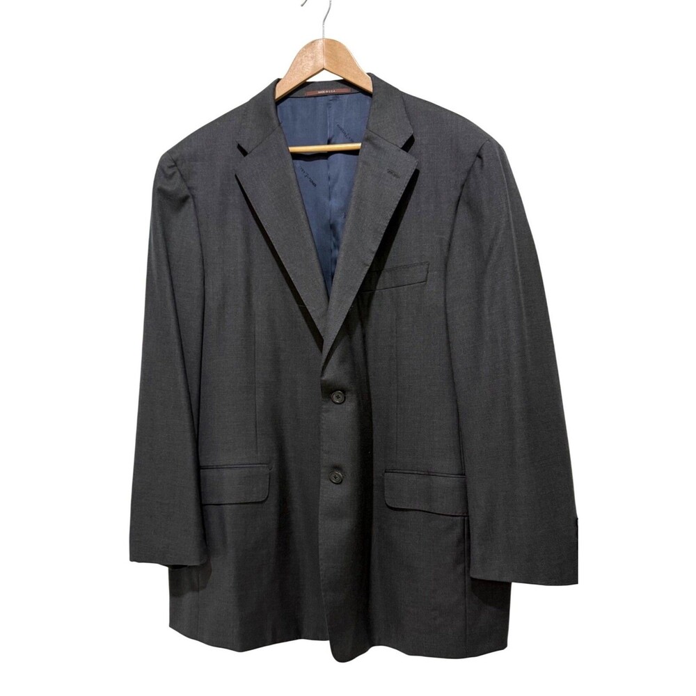 Hickey Freeman For Nordstrom Charcoal Gray Blazer 100% Worsted Wool USA Mens 48R